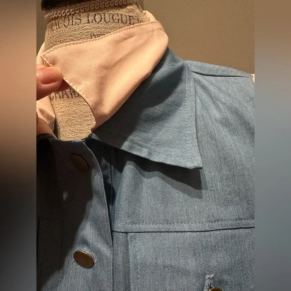 Super Cute Mixed Denim/Poly Blouson Jacket/Tunic - Picture 6 of 10